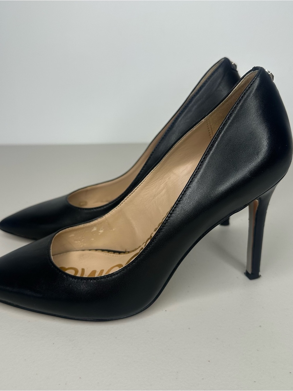 Sam Edelman Hazel Black Leather Pointed Toe Pumps Size 6 Leather Stiletto Heels